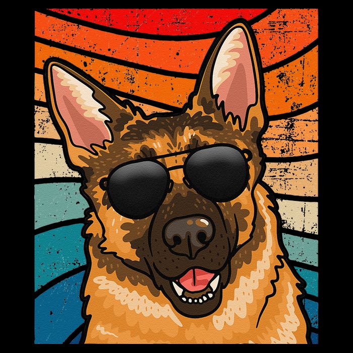 Retro German Shepherd German Shepherd Dog 16 in Basic Backpack