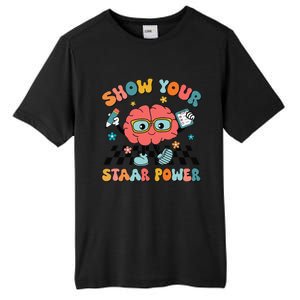 Retro Groovy Show Your Staar Power Brain Teacher Testing Day Tall Fusion ChromaSoft Performance T-Shirt