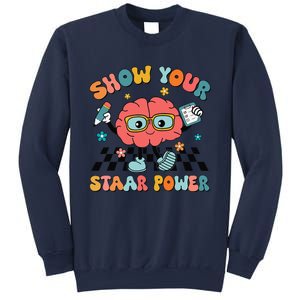 Retro Groovy Show Your Staar Power Brain Teacher Testing Day Sweatshirt