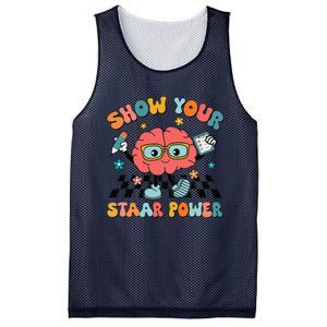 Retro Groovy Show Your Staar Power Brain Teacher Testing Day Mesh Reversible Basketball Jersey Tank