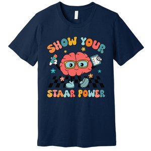 Retro Groovy Show Your Staar Power Brain Teacher Testing Day Premium T-Shirt