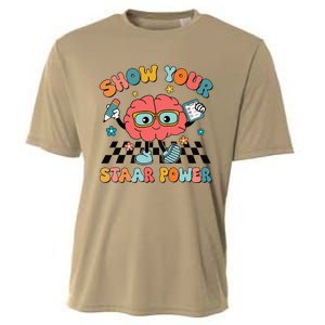 Retro Groovy Show Your Staar Power Brain Teacher Testing Day Cooling Performance Crew T-Shirt