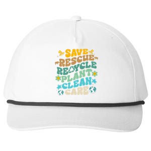 Retro Groovy Save Bees Rescue Animals Recycle Fun Earth Day Snapback Five-Panel Rope Hat