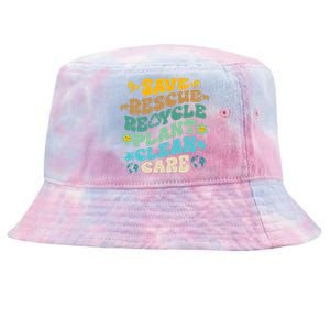 Retro Groovy Save Bees Rescue Animals Recycle Fun Earth Day Tie-Dyed Bucket Hat