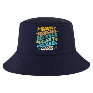 Retro Groovy Save Bees Rescue Animals Recycle Fun Earth Day Cool Comfort Performance Bucket Hat