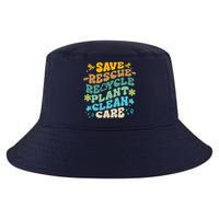 Retro Groovy Save Bees Rescue Animals Recycle Fun Earth Day Cool Comfort Performance Bucket Hat