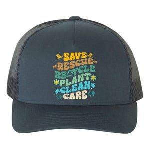 Retro Groovy Save Bees Rescue Animals Recycle Fun Earth Day Yupoong Adult 5-Panel Trucker Hat