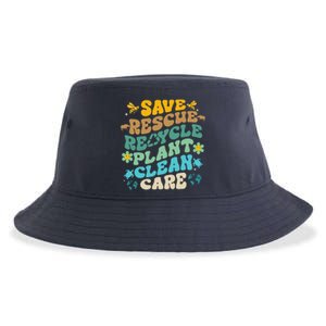 Retro Groovy Save Bees Rescue Animals Recycle Fun Earth Day Sustainable Bucket Hat