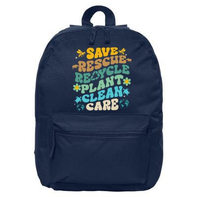 Retro Groovy Save Bees Rescue Animals Recycle Fun Earth Day 16 in Basic Backpack