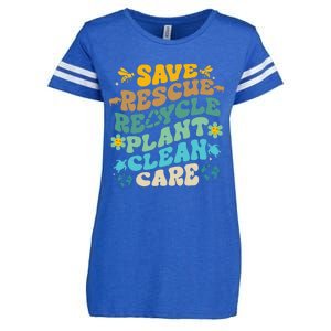 Retro Groovy Save Bees Rescue Animals Recycle Fun Earth Day Enza Ladies Jersey Football T-Shirt