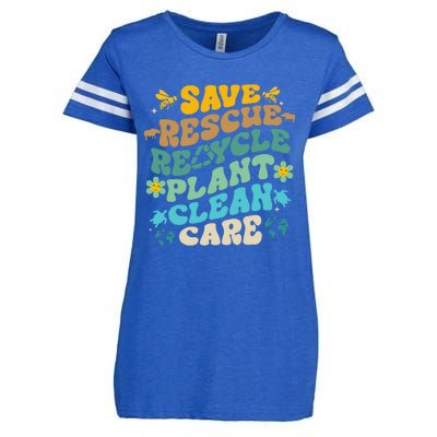 Retro Groovy Save Bees Rescue Animals Recycle Fun Earth Day Enza Ladies Jersey Football T-Shirt