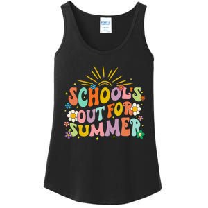 Retro Groovy School's Out For Summer Graduation Teacher Ladies Essential Tank