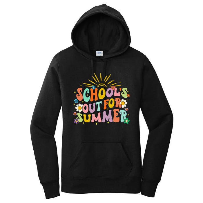 Retro Groovy School's Out For Summer Graduation Teacher Women's Pullover Hoodie