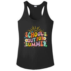 Retro Groovy School's Out For Summer Graduation Teacher Ladies PosiCharge Competitor Racerback Tank