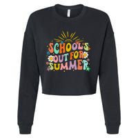 Retro Groovy School's Out For Summer Graduation Teacher Cropped Pullover Crew