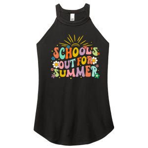 Retro Groovy School's Out For Summer Graduation Teacher Women's Perfect Tri Rocker Tank