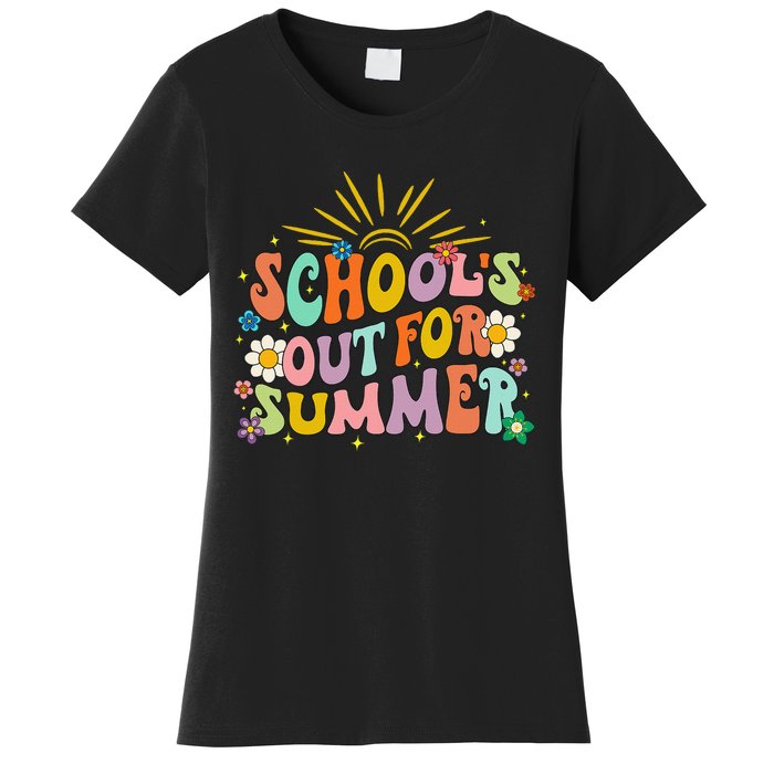 Retro Groovy School's Out For Summer Graduation Teacher Women's T-Shirt