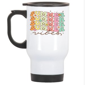 Retro Groovy Summer Vibes For  Summer Vacation Stainless Steel Travel Mug