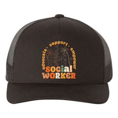 Retro Groovy Social Worker Flower Funny Social Work Month Yupoong Adult 5-Panel Trucker Hat