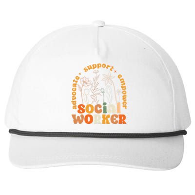 Retro Groovy Social Worker Flower Funny Social Work Month Snapback Five-Panel Rope Hat