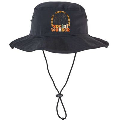 Retro Groovy Social Worker Flower Funny Social Work Month Legacy Cool Fit Booney Bucket Hat