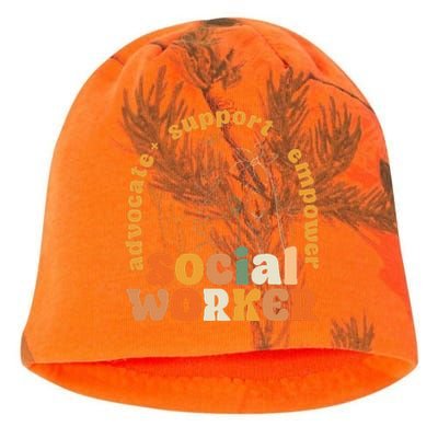 Retro Groovy Social Worker Flower Funny Social Work Month Kati - Camo Knit Beanie