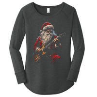 Rock Guitar Santa Claus Playing Guitar Funny Christmas Women's Perfect Tri Tunic Long Sleeve Shirt