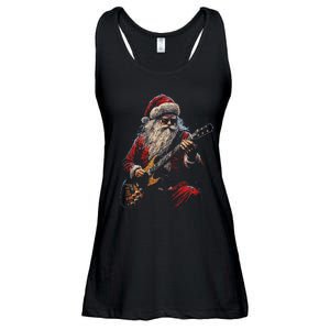 Rock Guitar Santa Claus Playing Guitar Funny Christmas Ladies Essential Flowy Tank