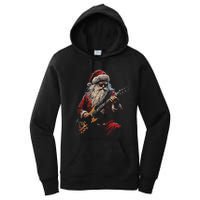 Rock Guitar Santa Claus Playing Guitar Funny Christmas Women's Pullover Hoodie