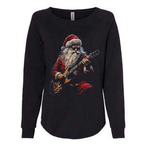 Rock Guitar Santa Claus Playing Guitar Funny Christmas Womens California Wash Sweatshirt