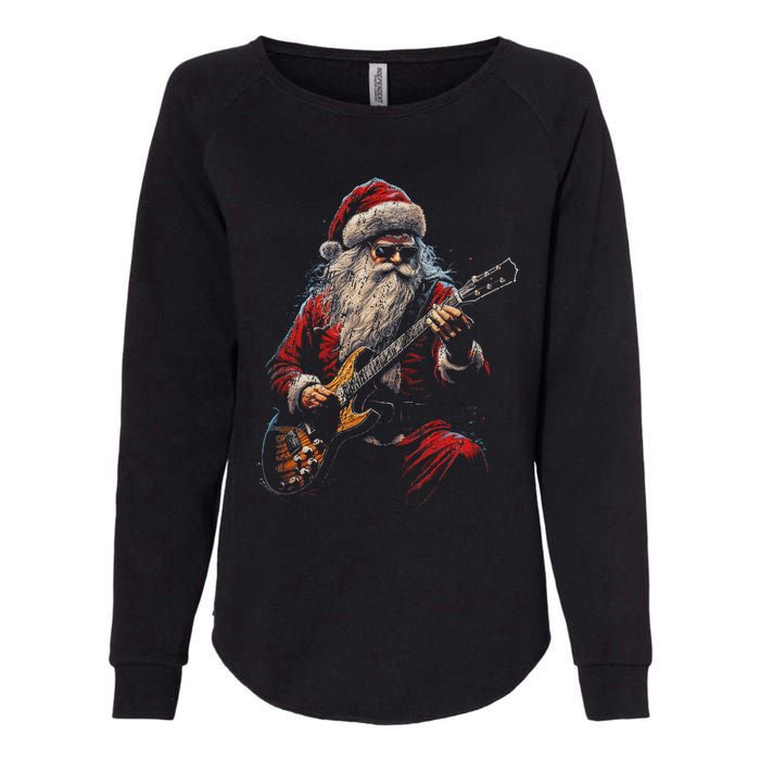 Rock Guitar Santa Claus Playing Guitar Funny Christmas Womens California Wash Sweatshirt