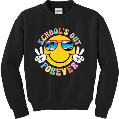 Retro Groovy School's Out Forever Retired Teacher Retirement Kids Sweatshirt