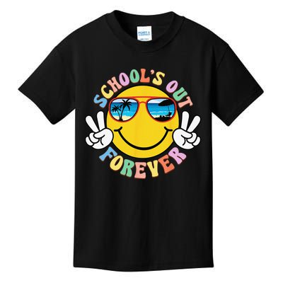 Retro Groovy School's Out Forever Retired Teacher Retirement Kids T-Shirt