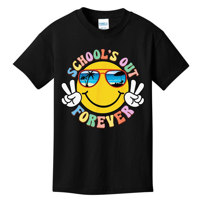 Retro Groovy School's Out Forever Retired Teacher Retirement Kids T-Shirt