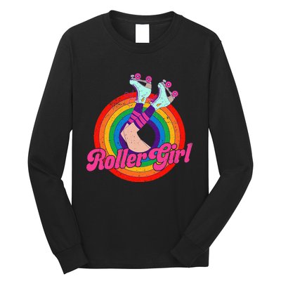 Roller Girl Skater Skating Retro Vintage 70s 80s Skates Long Sleeve Shirt