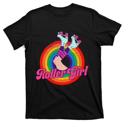 Roller Girl Skater Skating Retro Vintage 70s 80s Skates T-Shirt