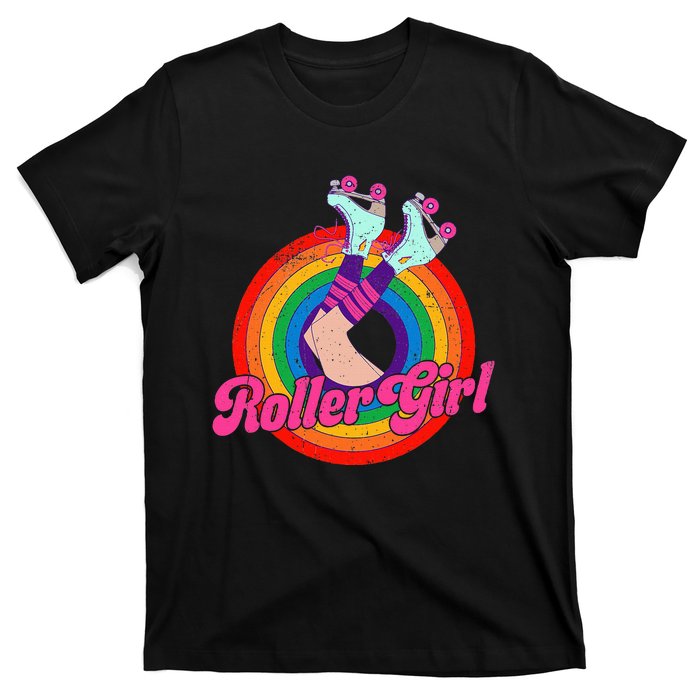 Roller Girl Skater Skating Retro Vintage 70s 80s Skates T-Shirt