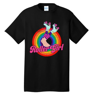 Roller Girl Skater Skating Retro Vintage 70s 80s Skates Tall T-Shirt