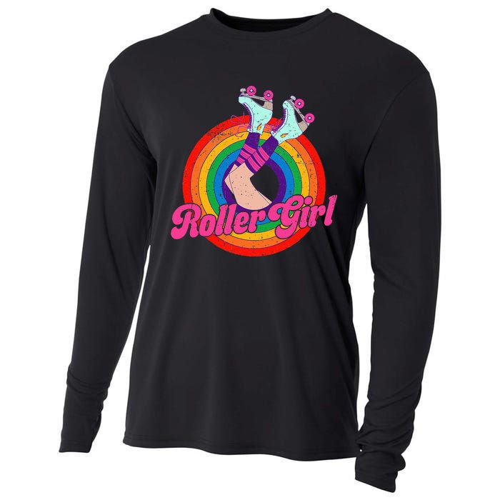 Roller Girl Skater Skating Retro Vintage 70s 80s Skates Cooling Performance Long Sleeve Crew