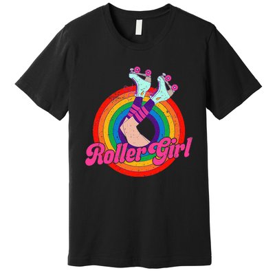 Roller Girl Skater Skating Retro Vintage 70s 80s Skates Premium T-Shirt