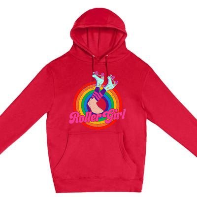 Roller Girl Skater Skating Retro Vintage 70s 80s Skates Premium Pullover Hoodie