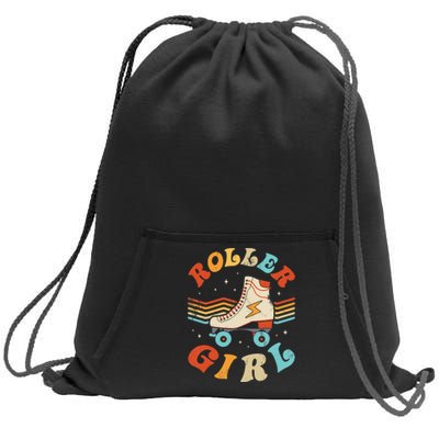 Roller Girl Skater Skating Retro Vintage 70s 80s Skates Sweatshirt Cinch Pack Bag