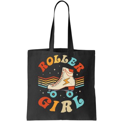 Roller Girl Skater Skating Retro Vintage 70s 80s Skates Tote Bag