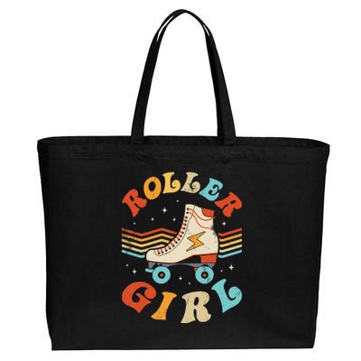 Roller Girl Skater Skating Retro Vintage 70s 80s Skates Cotton Canvas Jumbo Tote