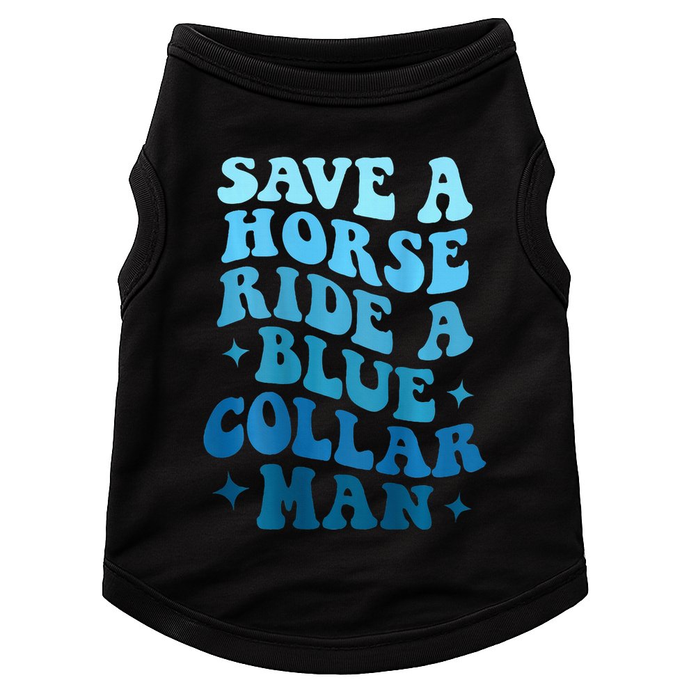 Retro Groovy Save A Horse Ride A Blue Collar Man Doggie Tank