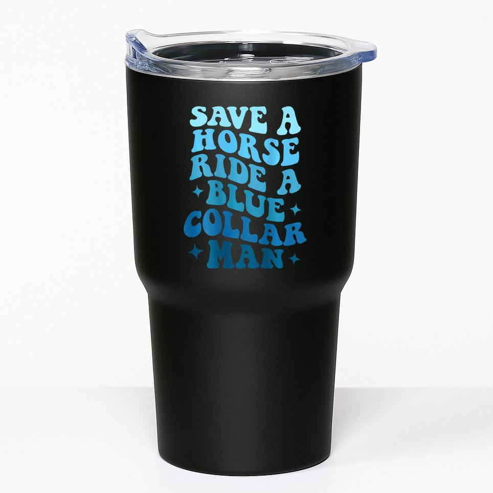 Retro Groovy Save A Horse Ride A Blue Collar Man Tumbler