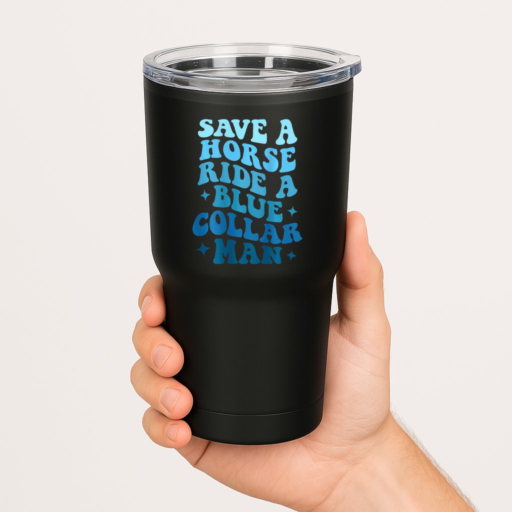 Retro Groovy Save A Horse Ride A Blue Collar Man Tumbler