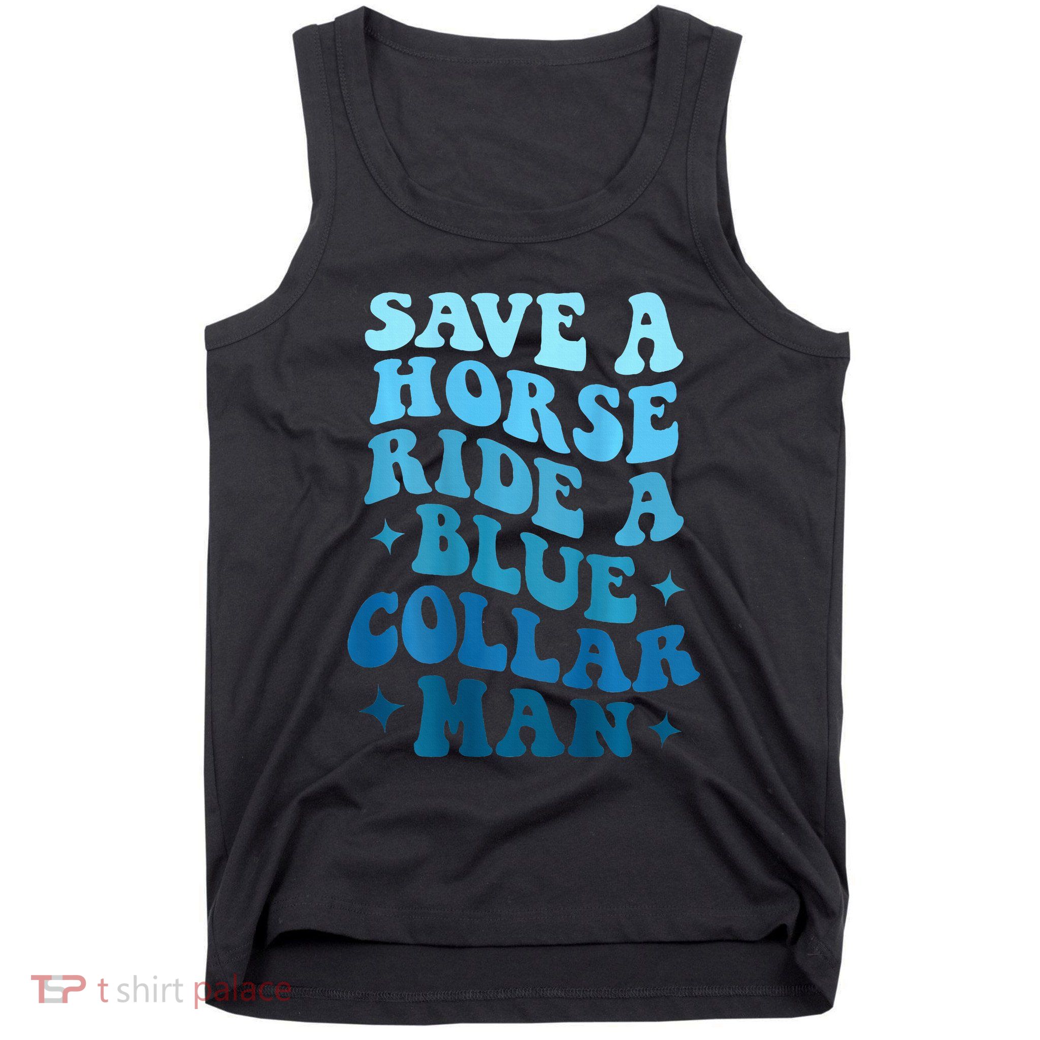 Retro Groovy Save A Horse Ride A Blue Collar Man Tank Top