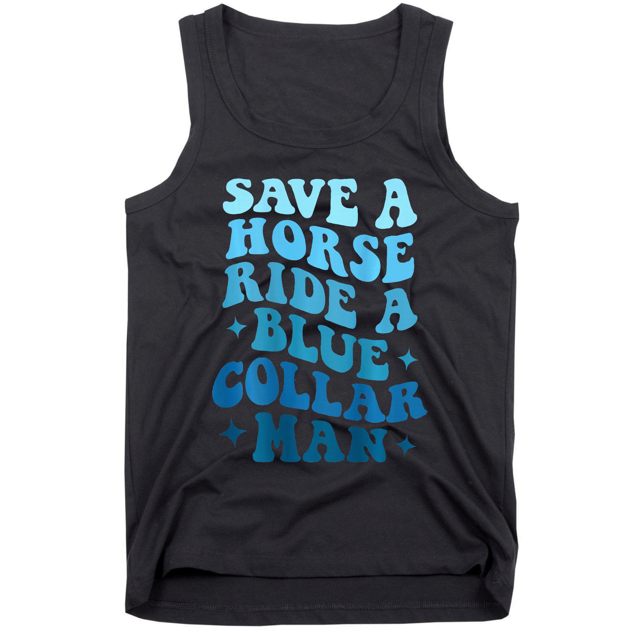 Retro Groovy Save A Horse Ride A Blue Collar Man Tank Top