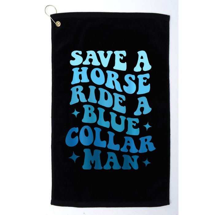 Retro Groovy Save A Horse Ride A Blue Collar Man Golf Towel
